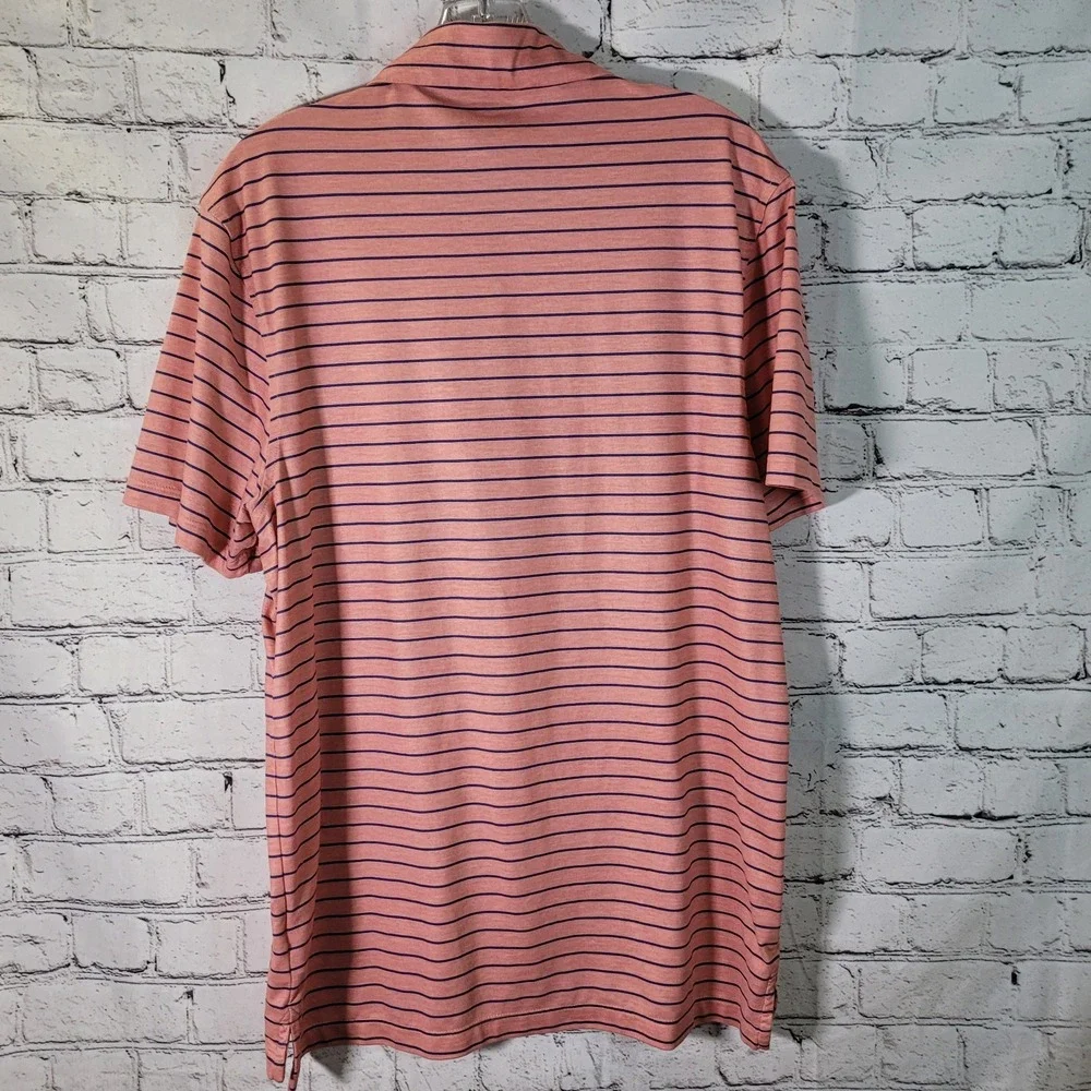 J.Crew Performance Polo Mens Medium Pink Blue Striped Excellent BQ005 Stretch